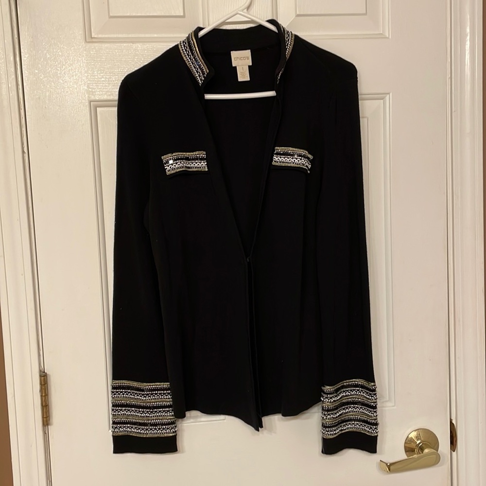 Chicos military style sequined cardigan sweater/jacket.